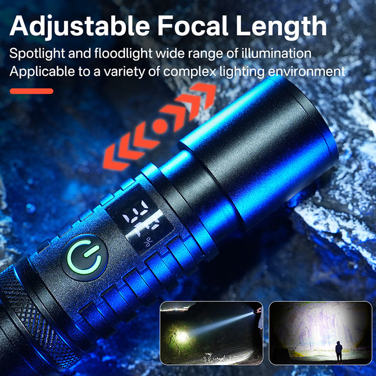 Boruit 200m white laser Zoomable long range Rechargeable Led Flashlight Waterproof Portable Led Lantern Torch Light Flashlights