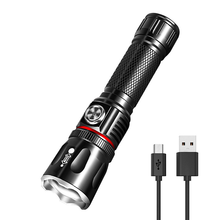 Boruit High Power 1200 Lumen  hidden 360 LED light  IPX5 Waterproof Super Bright Flashlight 7H Working Time Zoom Torch Light