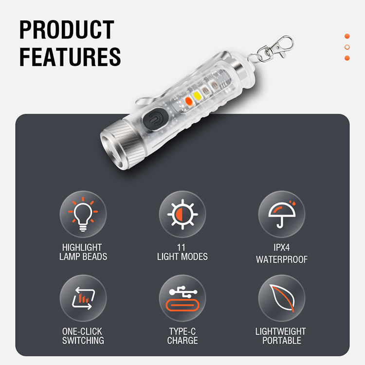 Boruit 10 Modes Keychain Flashlight Portable Xpg2 Led Flashlight Pocket Led Torch Uv Rechargeable Flashlight