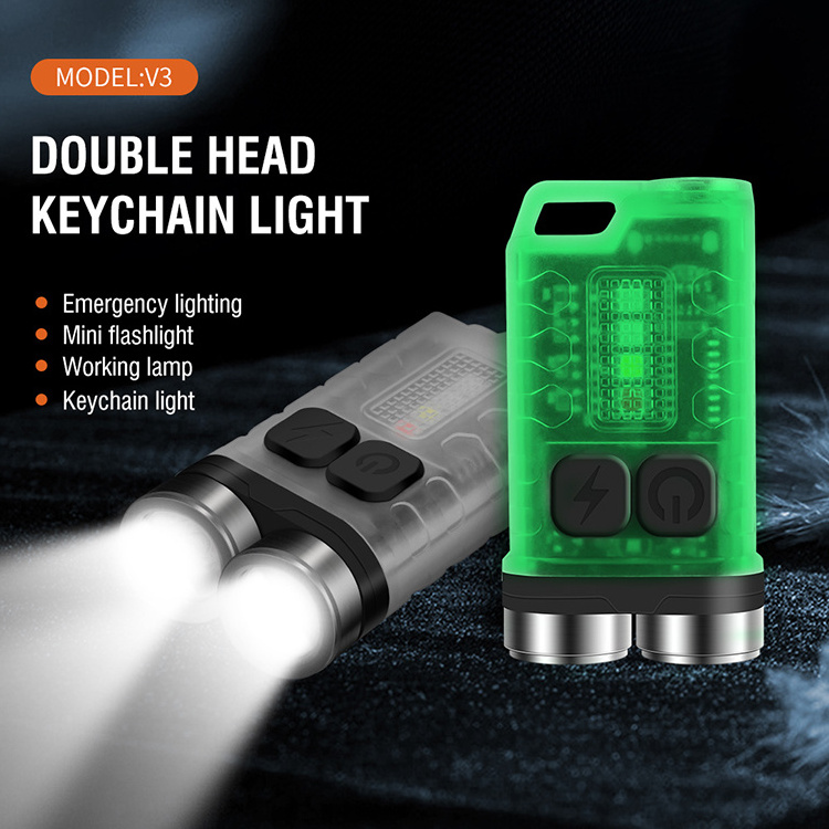 Boruit V3 Pocket Rechargeable Fluorescent mini Keychain Flashlight Multifunction Mini Torch Ip65 Work Light With Tail Magnetic