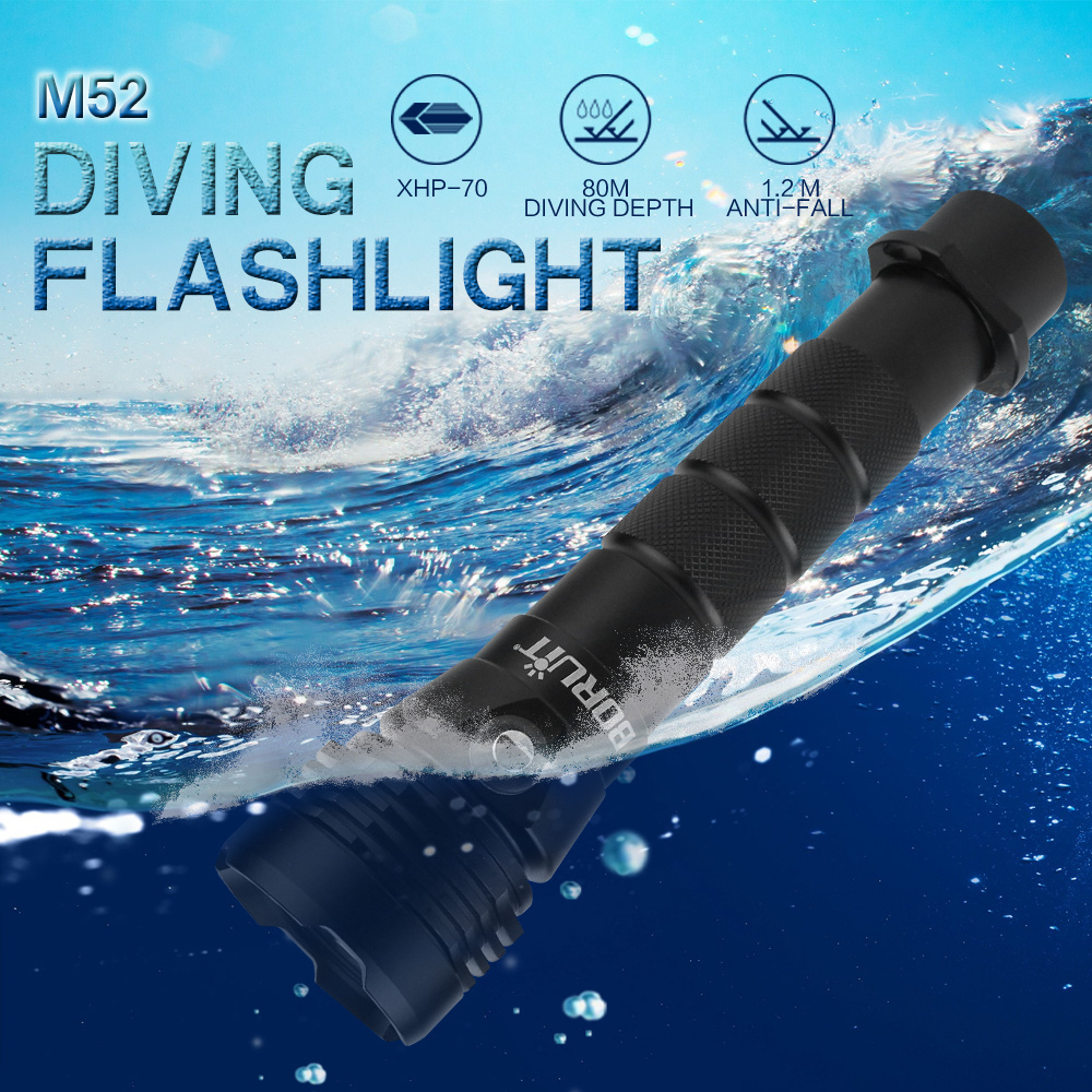 boruit professional high power 3000 lumens underwater diving led flashlight with rechargeable battery flashlight