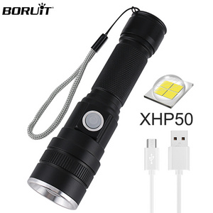 BORUiT Powerful Flash Light Aluminum Xhp50 Led Flashlight 4000 Lumens High Bright Hand Lamp Zoom Torch