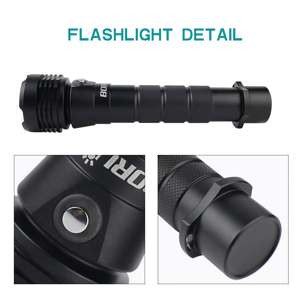 boruit professional high power 3000 lumens underwater diving led flashlight with rechargeable battery flashlight