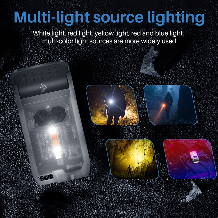 BORUiT V15 Mini Keychain Flashlight Bright 1200lm 80Rotation Head Swivels Portable Rechargeable Waterproof LED Light With Clip