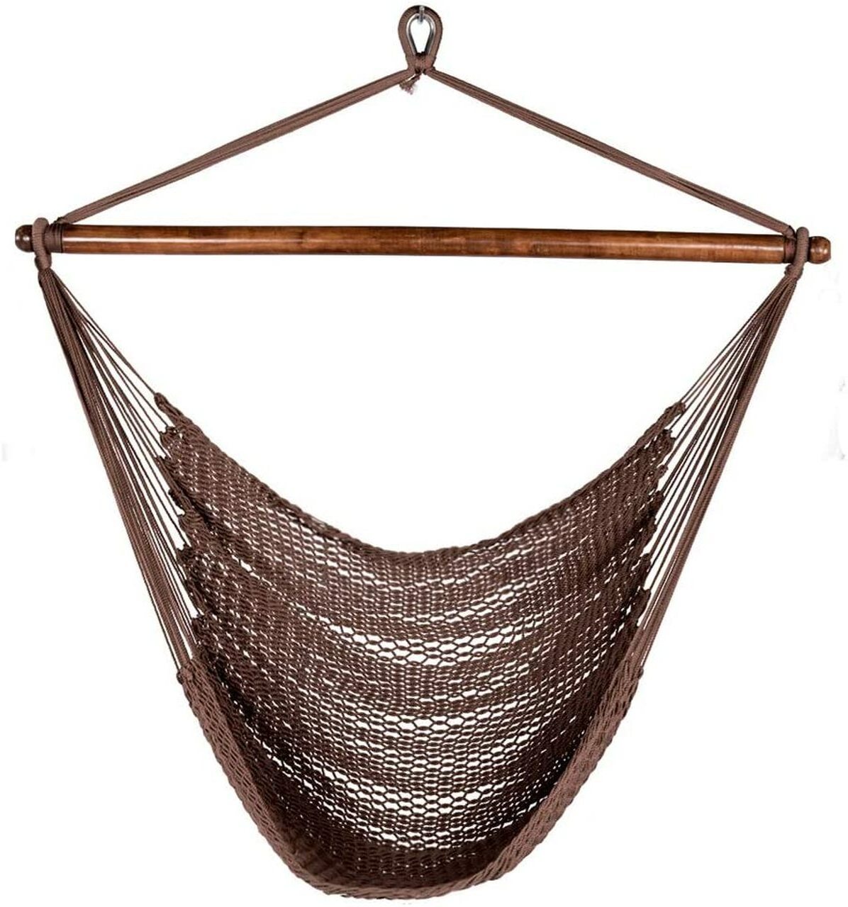 Danlong Hammocks Caribbean Hanging Swing Chair, Soft Spun Polyester Rope, 47-inch Wood Spreader Bar