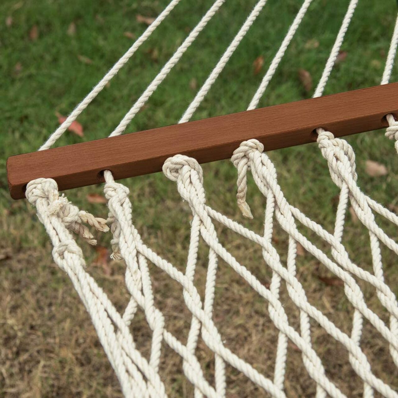 Danlong Double Cotton Rope Hammock with Wood Spreader Bar, Chains and Hooks for Two Person