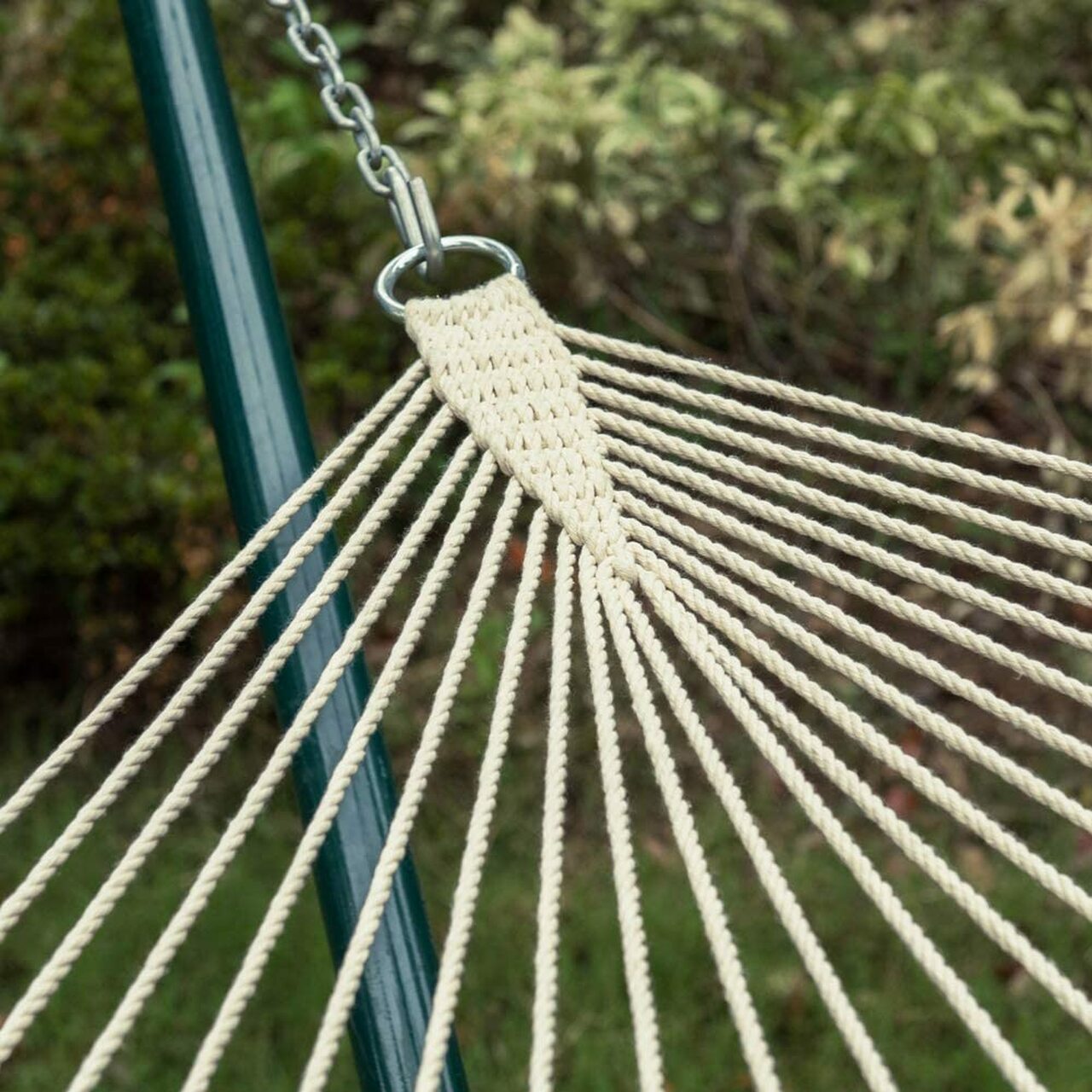 Danlong Double Cotton Rope Hammock with Wood Spreader Bar, Chains and Hooks for Two Person