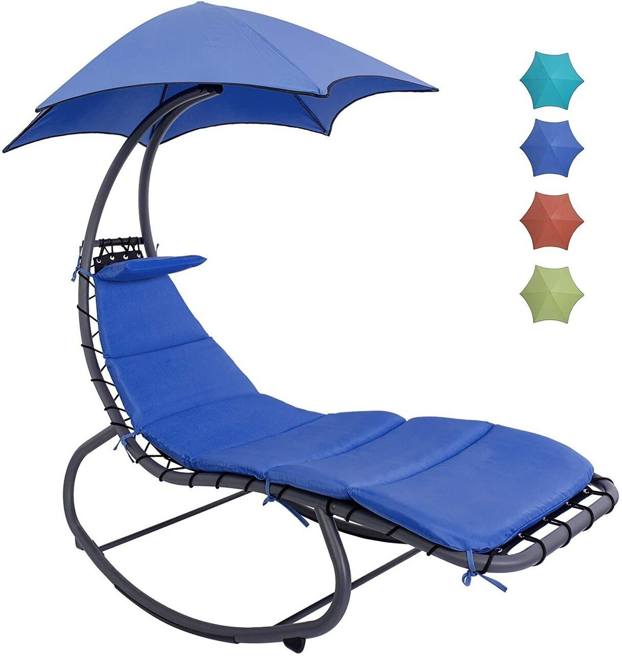 Danlong Swing Hammocks Curved Chaise Lounger Chair with Built-in Pillow and Removable Canopy Swing Chair