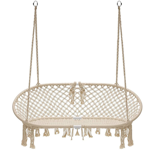 Danlong Outdoor 2 person Indoor Patio Handmade Cotton Rope Hanging Seat Macrame Hammock Swing Chair