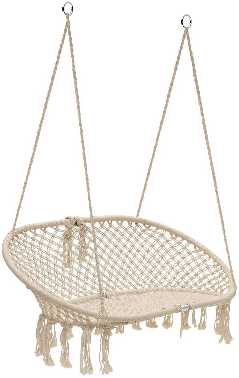 Danlong Outdoor 2 person Indoor Patio Handmade Cotton Rope Hanging Seat Macrame Hammock Swing Chair