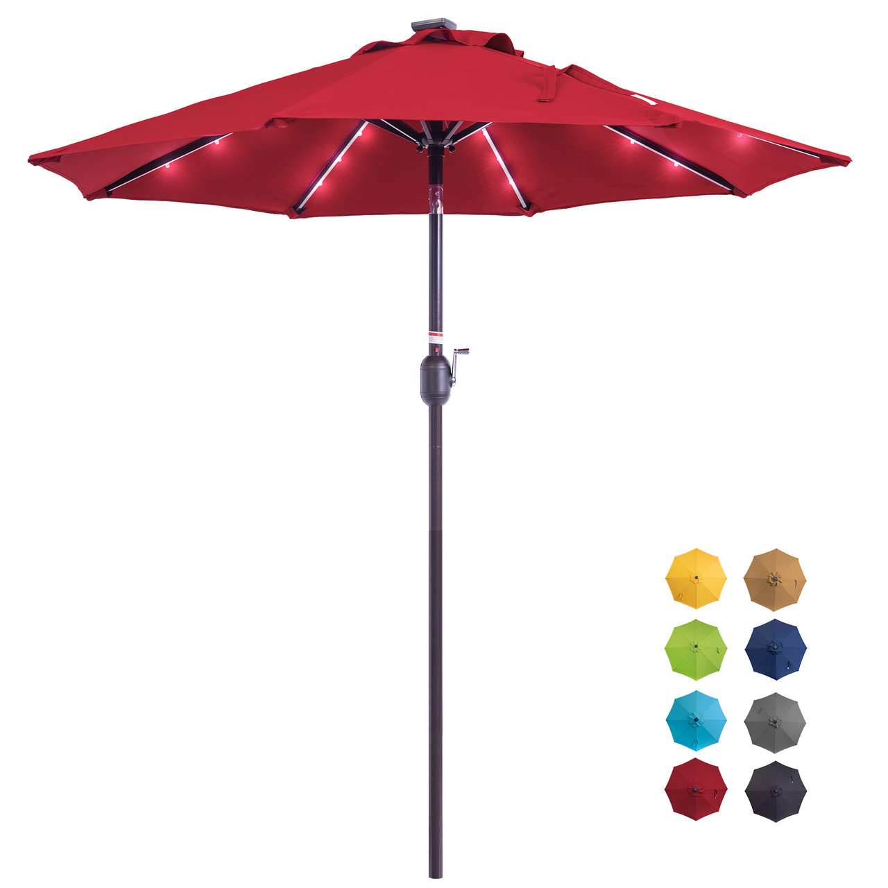 Danlong Promotion Outdoor 7ft Solar Panel LED Patio Umbrella Parasol with Tilt