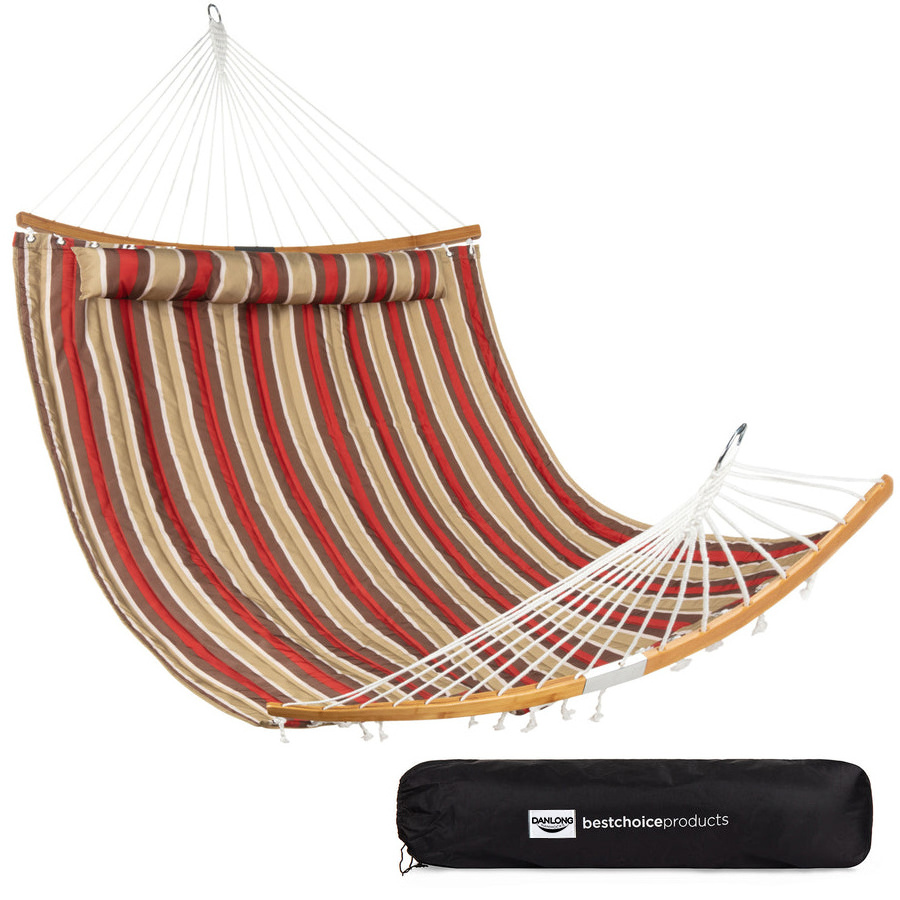 Danlong  Outdoor Camping  pillow Hammock Double Outdoor Hammock Bed with curved bamboo spreader bar