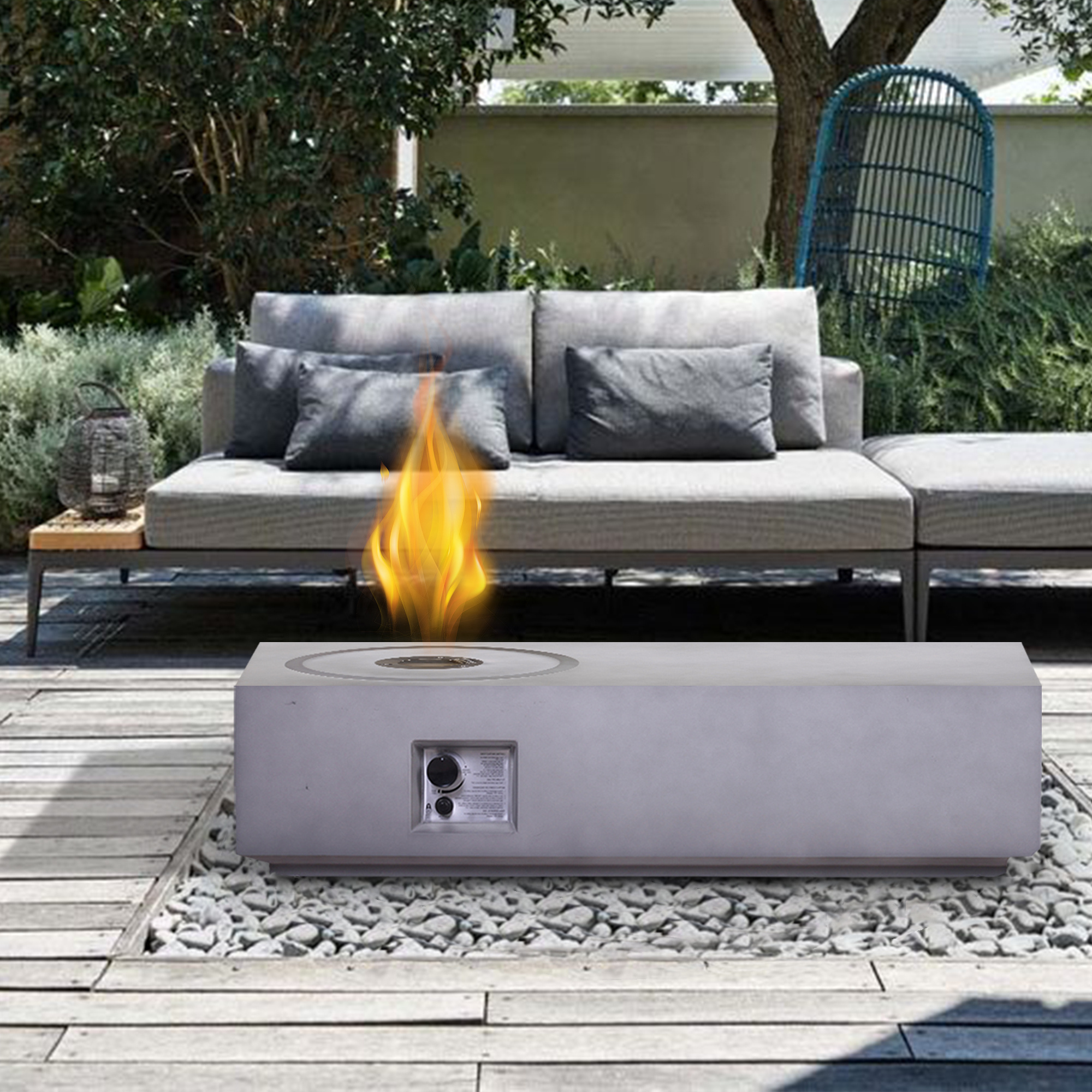 30000 BTU Modern Firepit Table Outdoor Gas Propane rectangle  Metal Fire Pit Table