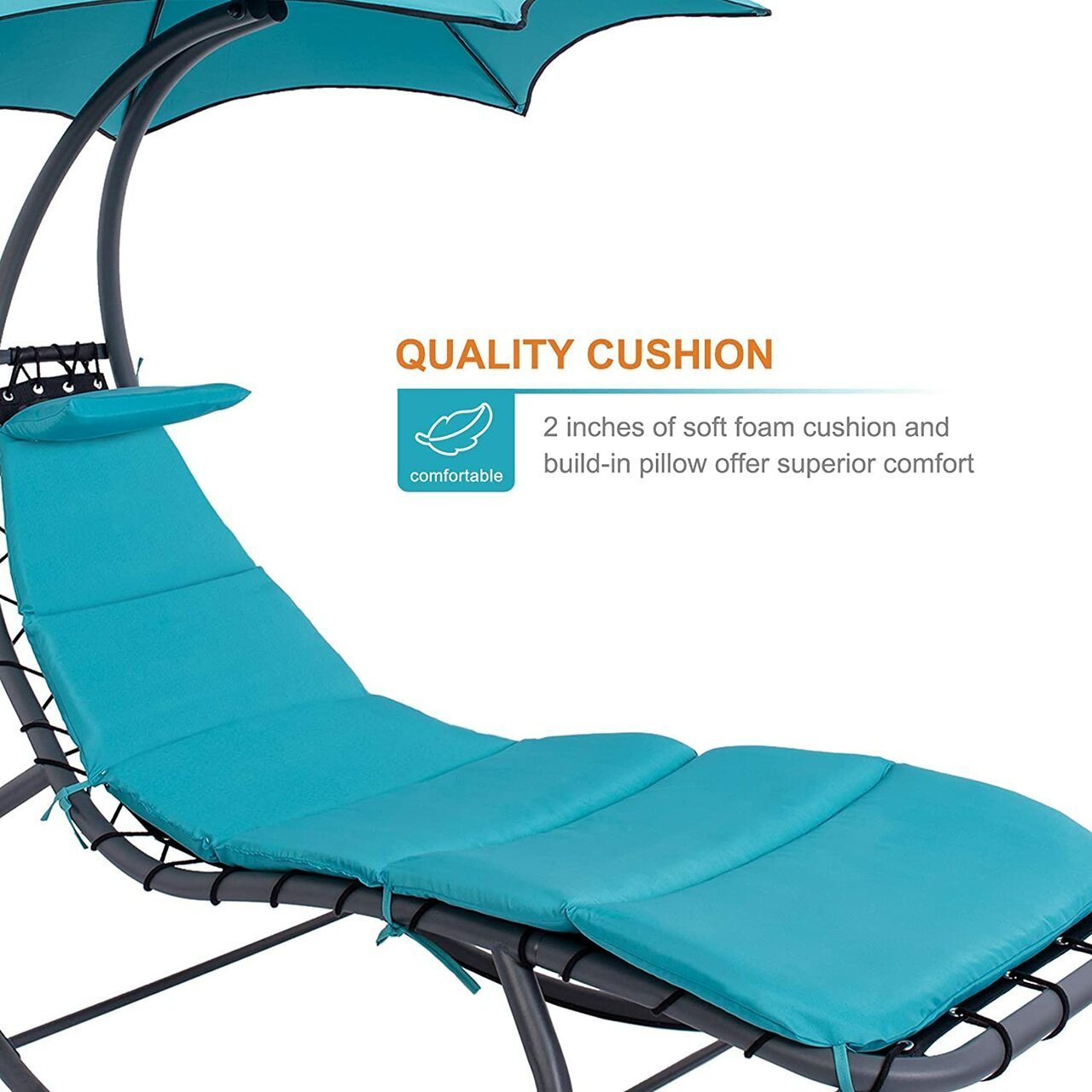 Danlong Sun Curved Lounger Hammocks Chaise Lounger Chair Curved Steel Lounger Swing Chair with Removable Canopy