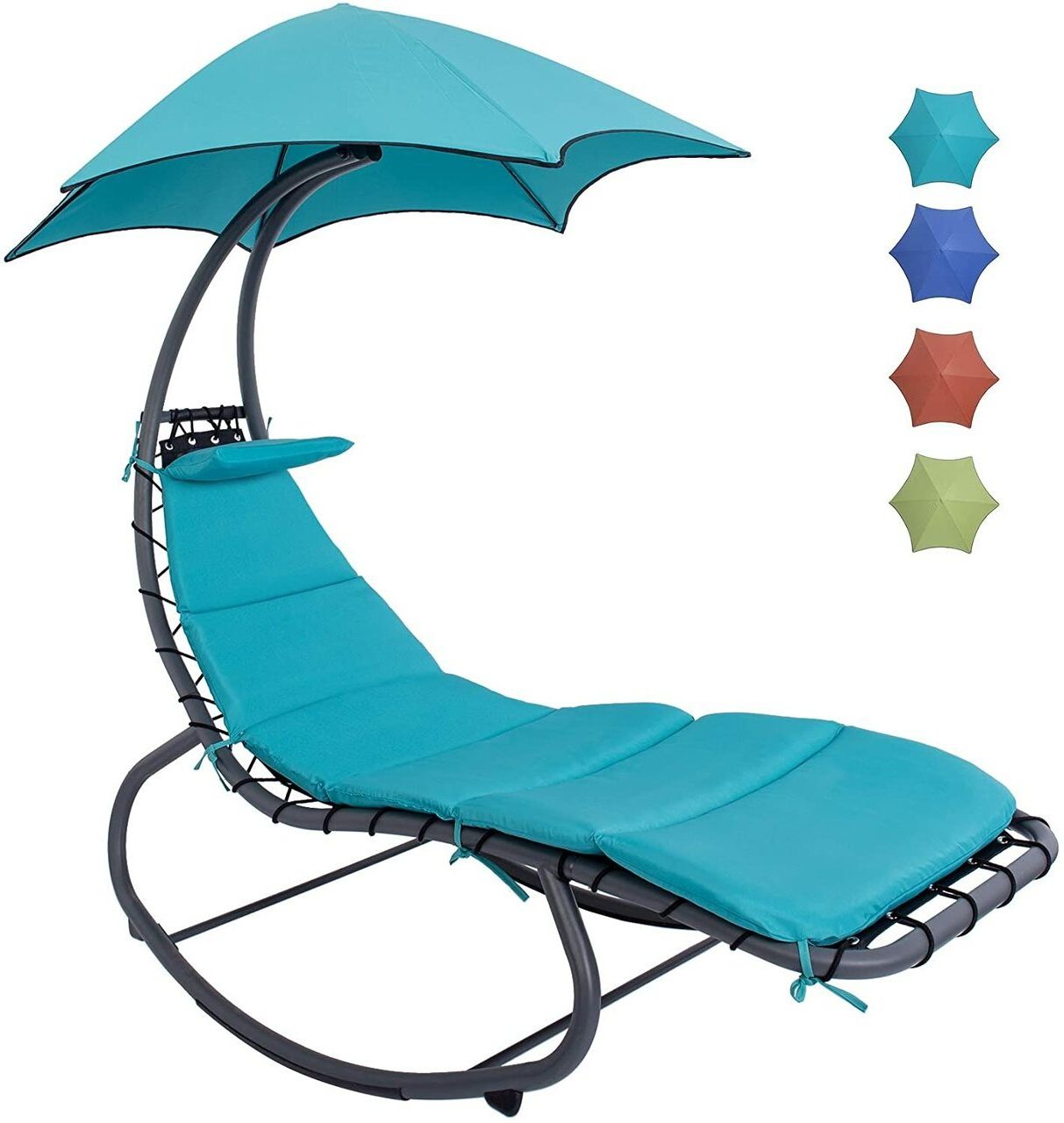 Danlong Sun Curved Lounger Hammocks Chaise Lounger Chair Curved Steel Lounger Swing Chair with Removable Canopy