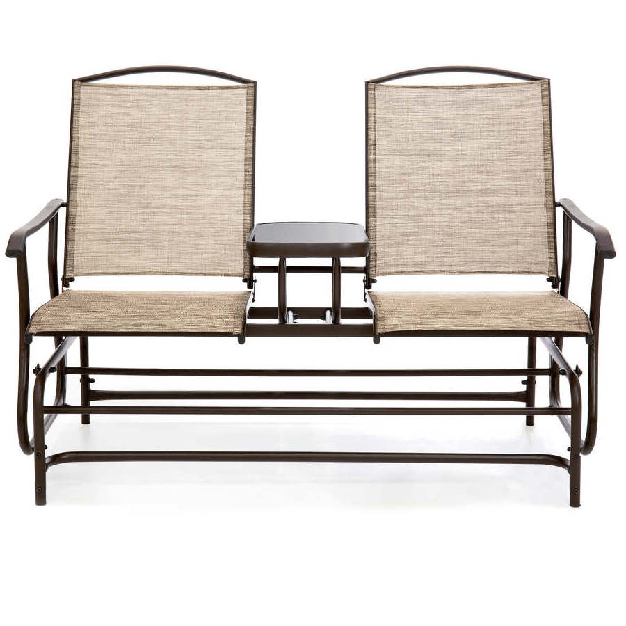 Danlong  Patio Garden Steel Porch Loveseat Chair Rocking Glider Bench Seating with table