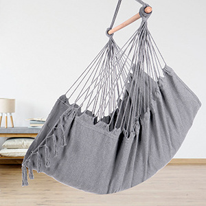 Danlong Hammock Chair Hanging Rope Swing, 2 Cushions Included Large Macrame Hanging Chair with Pocket