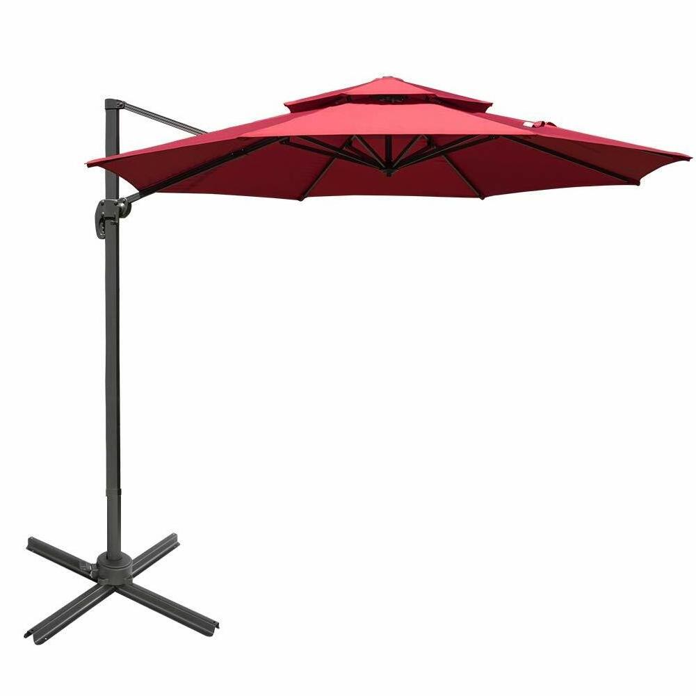 Danlong 11 ft Offset Hanging Umbrella Market Patio Umbrella Aluminum Cantilever Pole Dual Wind Vent