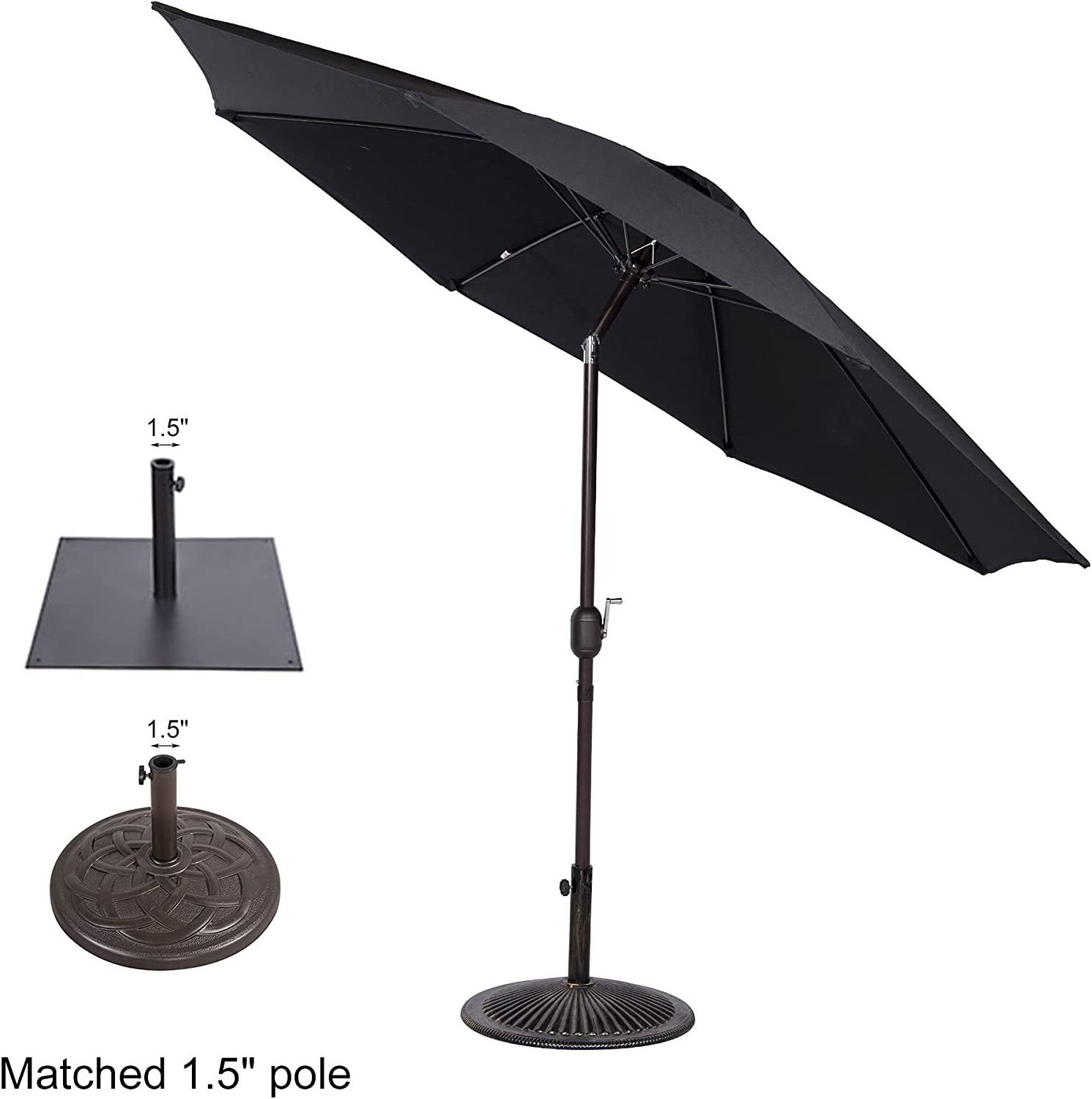 Sundale Outdoor 10FT Patio Umbrella Market Umbrella with Push Button Tilt, Polyester Table Umbrella for Patio, Garden, Deck, Bac