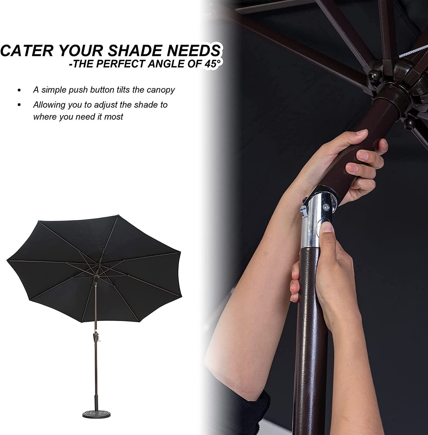 Sundale Outdoor 10FT Patio Umbrella Market Umbrella with Push Button Tilt, Polyester Table Umbrella for Patio, Garden, Deck, Bac