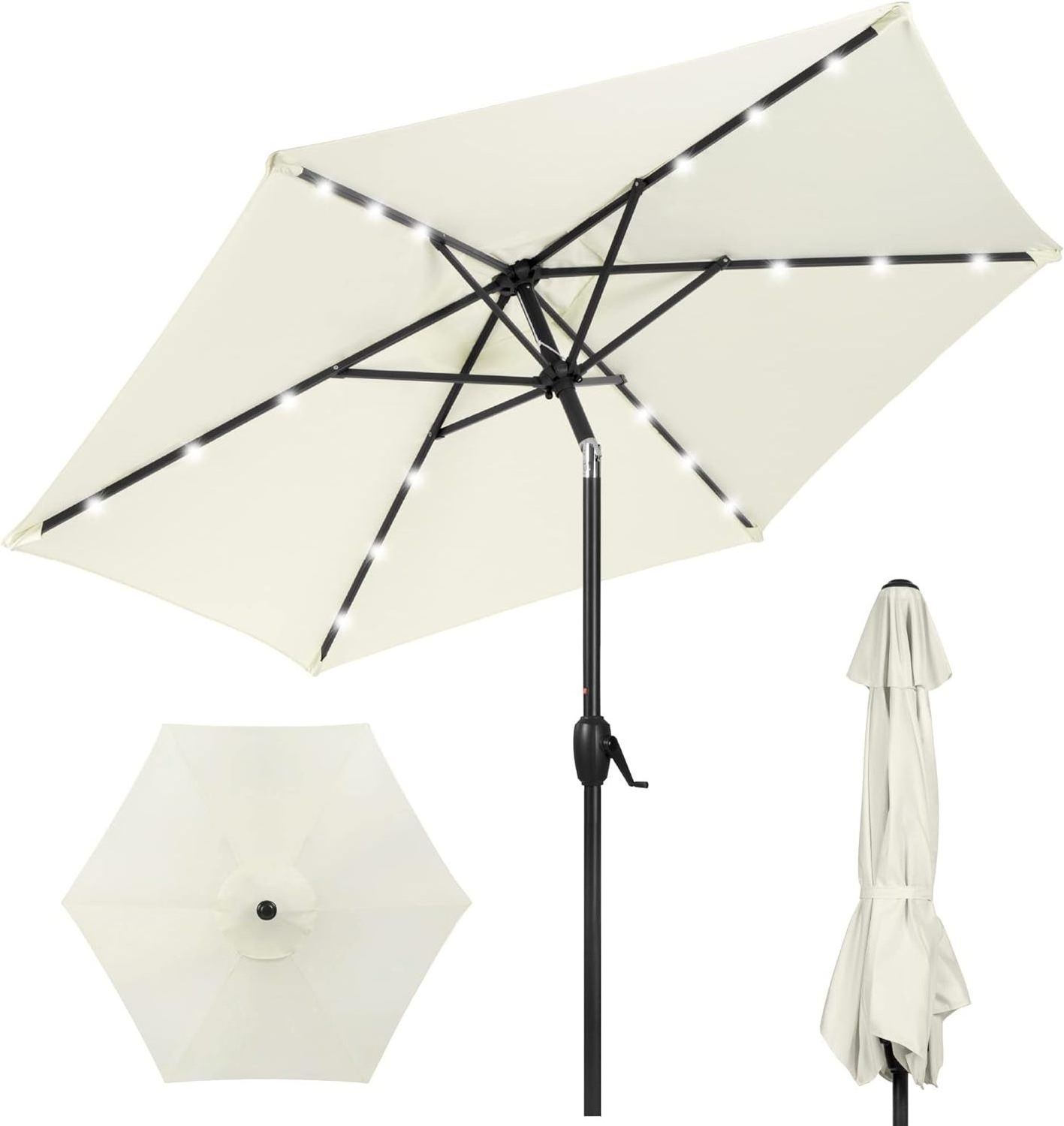 Danlong 9ft Promotion Outdoor White Solar Market Table Umbrella Garden Parasol Patio Umbrella waterproof