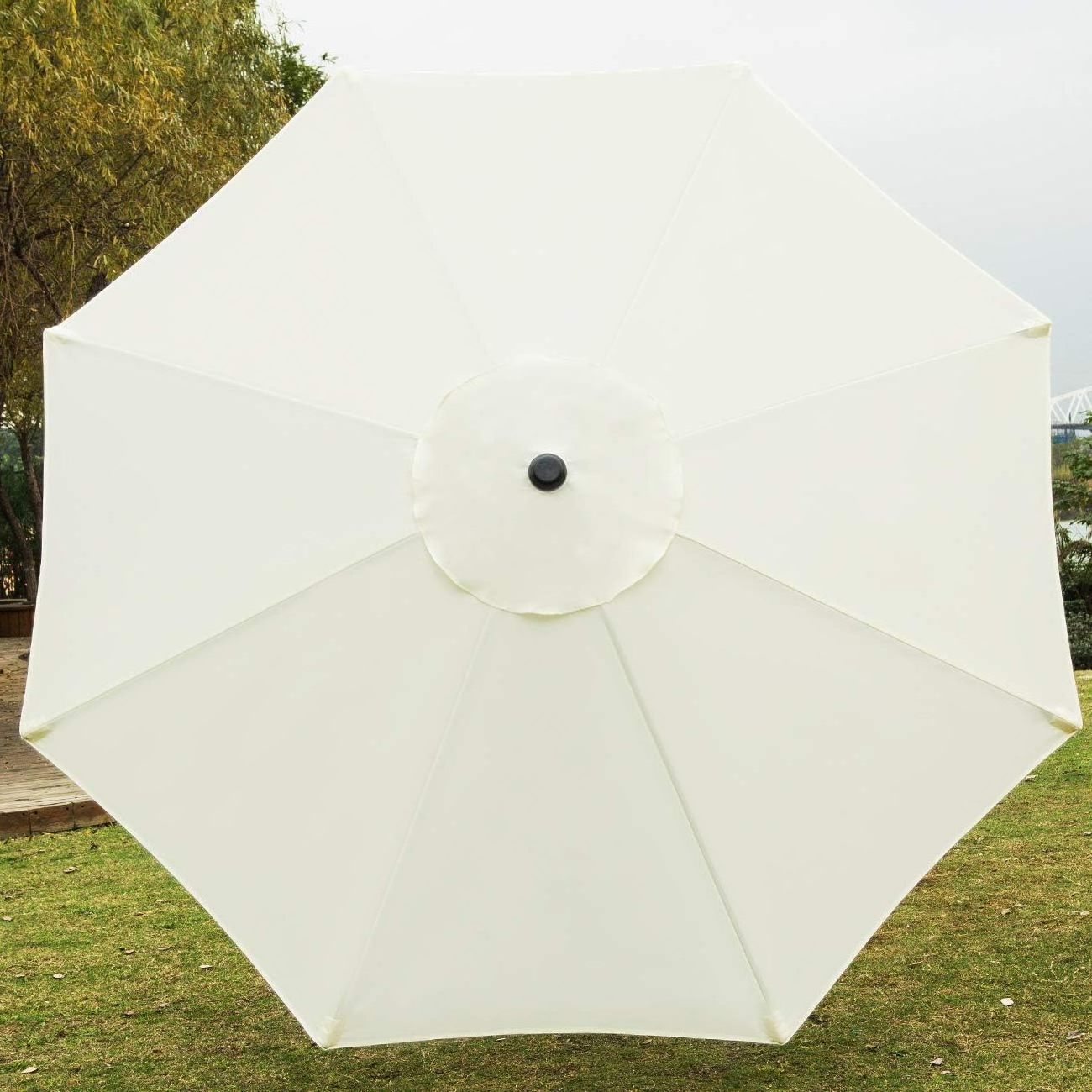 Danlong 9ft Promotion Outdoor White Solar Market Table Umbrella Garden Parasol Patio Umbrella waterproof