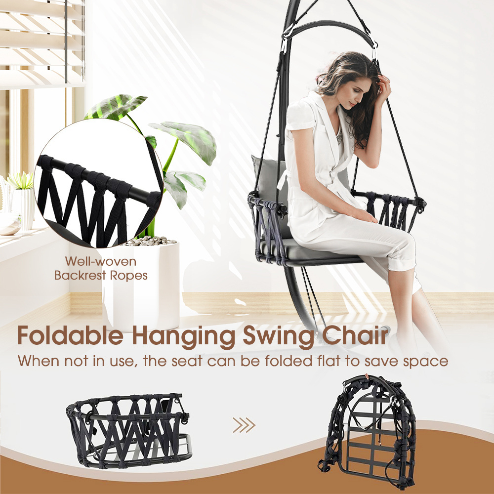 Danlong heavy duty foldable swing hanging chair furniture patio swings with stand for indoor and outdoor