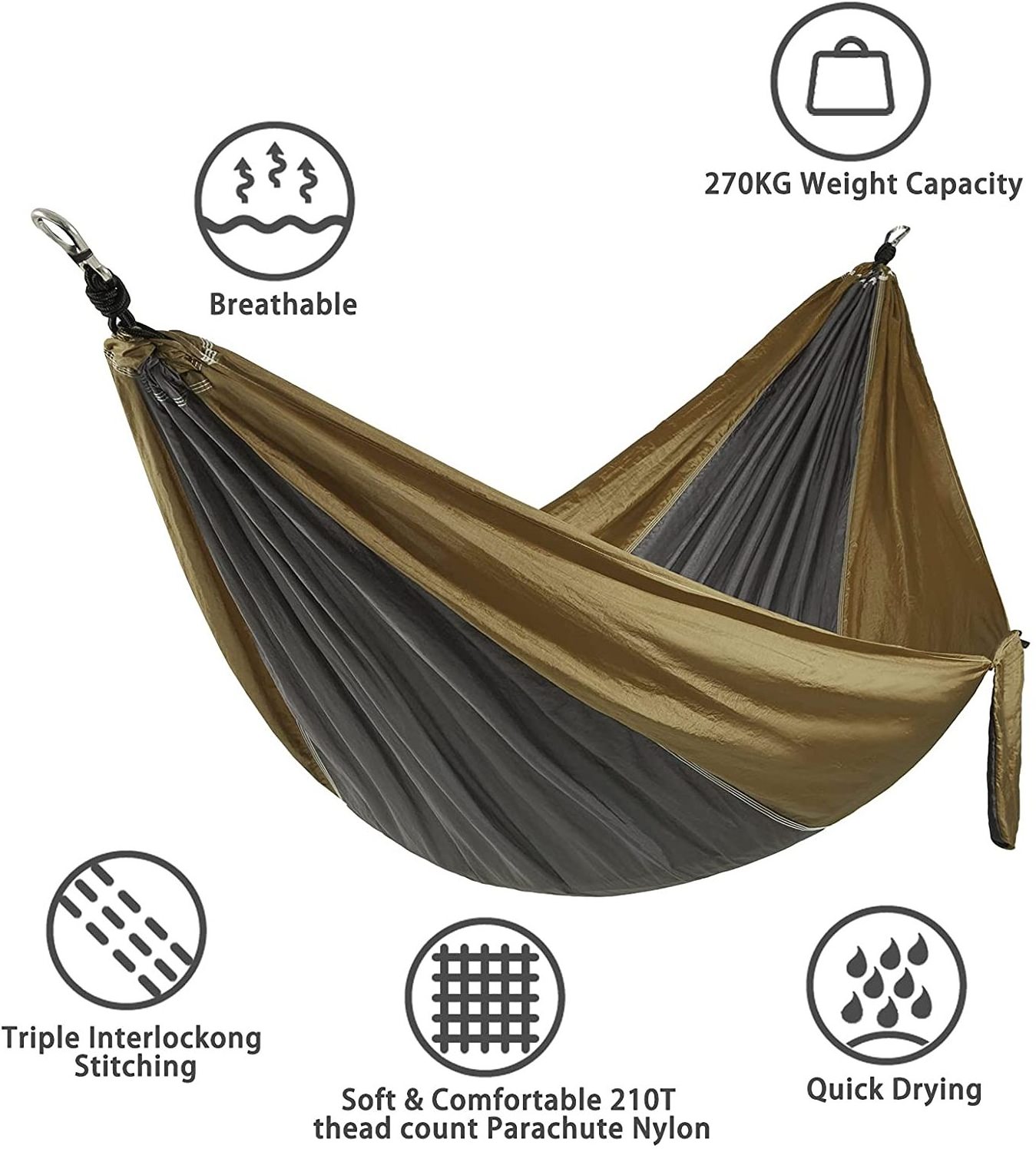 Factory wholesale Outdoors Backpacking Survival or Travel Single & Double parachute Hammocks/camping hammock