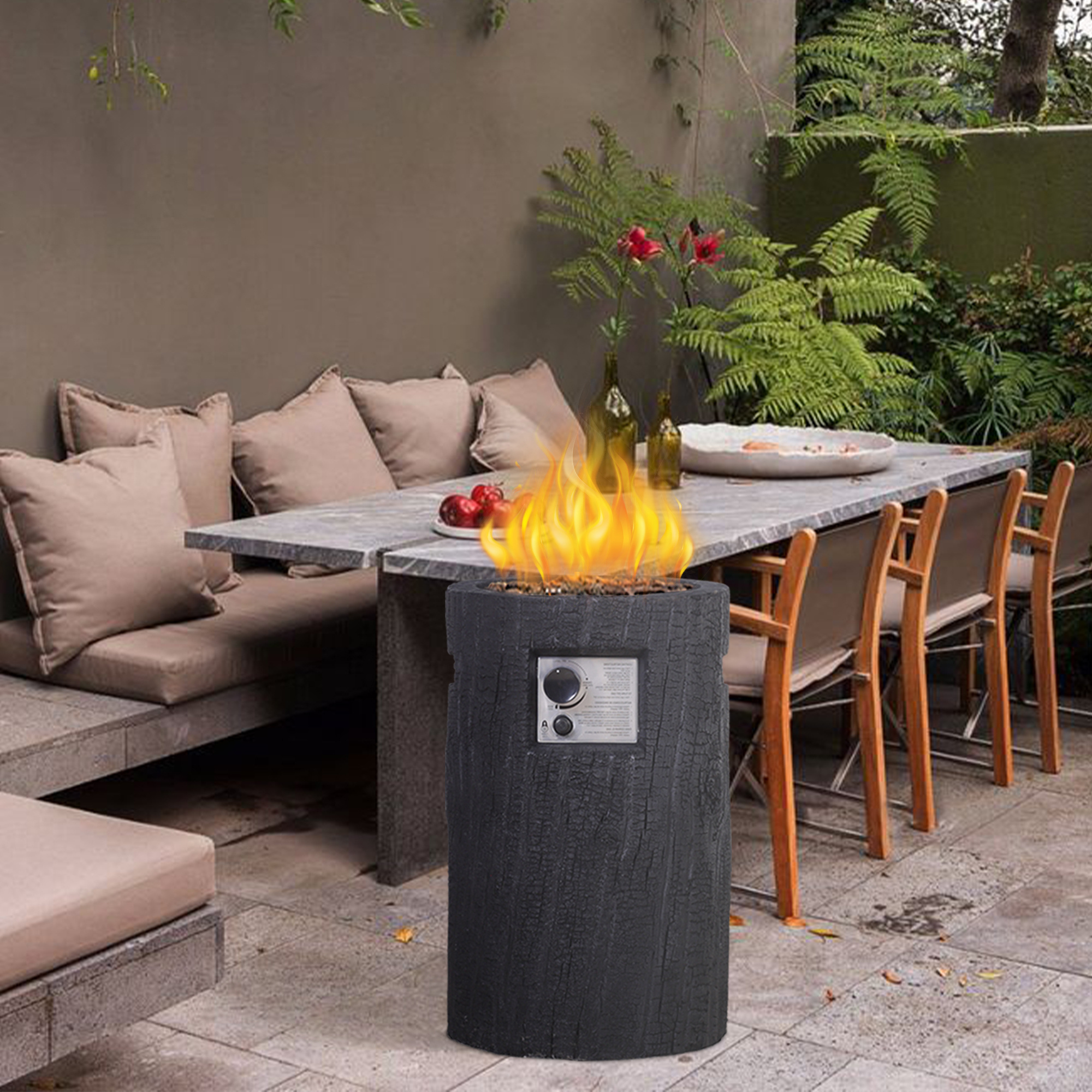 Outdoor Propane Gas FirePit Table Rectangular Tabletop 30,000BTU Fire Pit