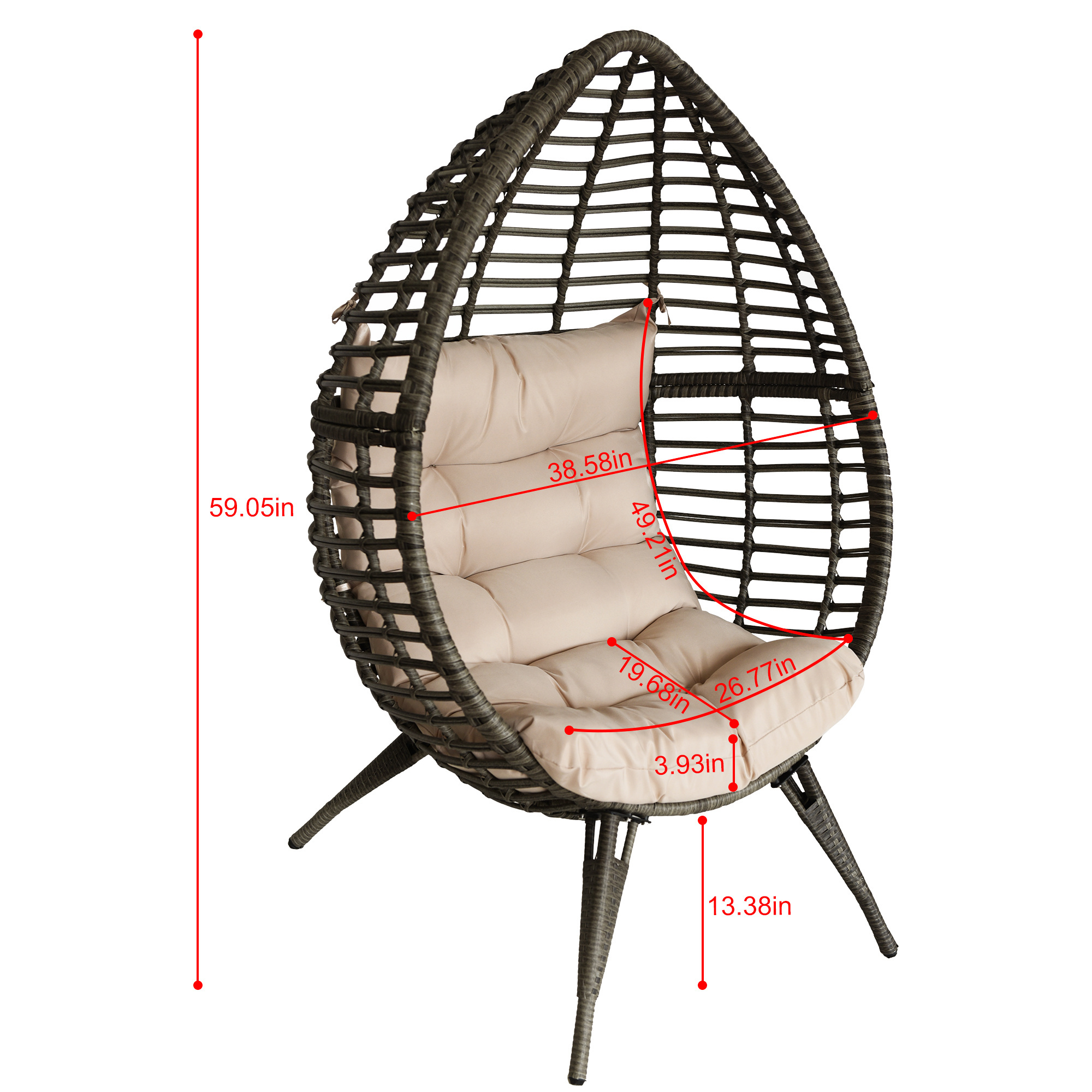 Danlong Outdoor Furniture Indoor Wicker Rattan Garden Patio Egg Swing Chair