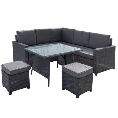 Modern Rattan Dining Set Patio Outdoor Plastic PE Rattan Wicker Furniture Sets Garden Furniture Rattan Sofa