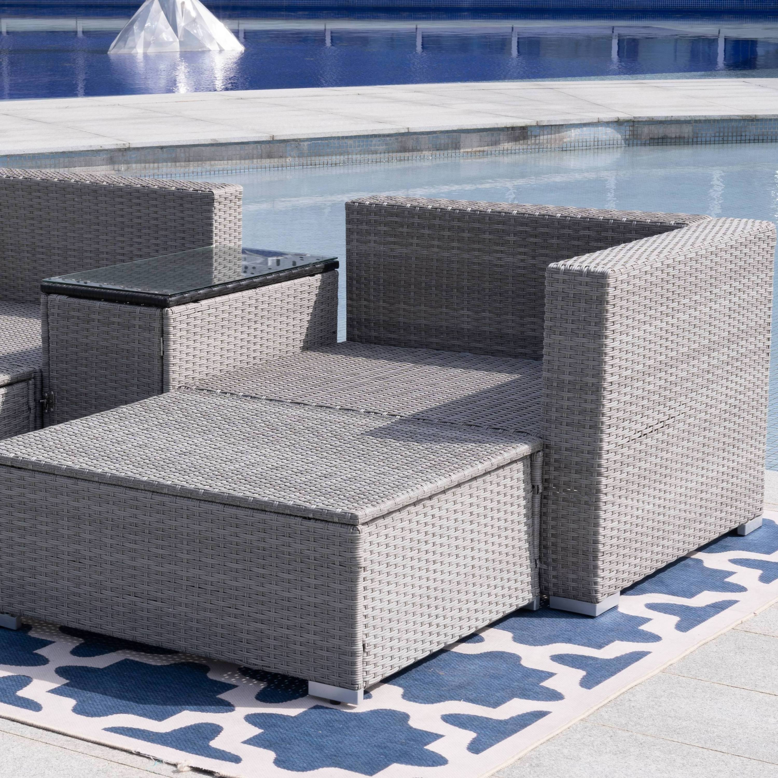 Modern Rattan Dining Set Patio Outdoor Plastic PE Rattan Wicker Furniture Sets Garden Furniture Rattan Sofa