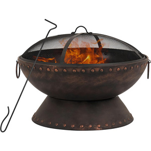 26-Inch outdoor patio firepits steel fireplace bowl with grate and spark screen