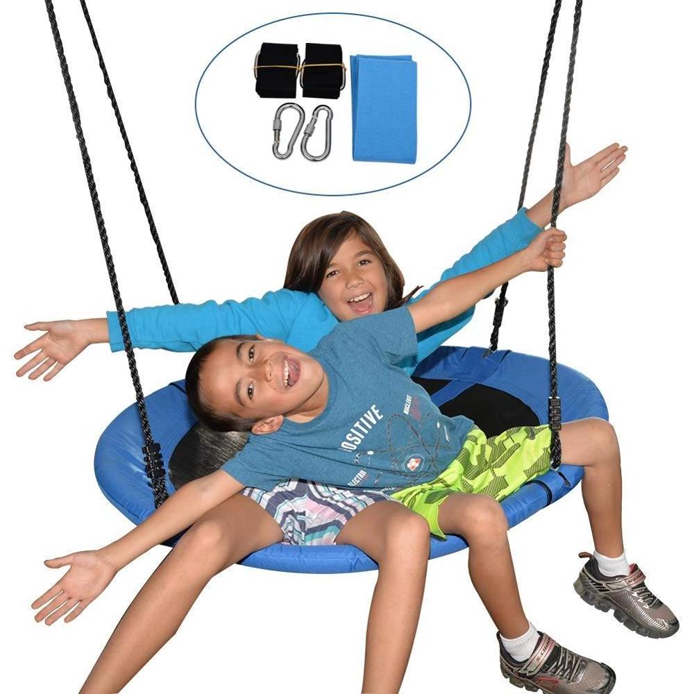 Danlong Tree Swing for Kids - Round Indoor Outdoor Swingset Toys 700 Lbs Sensory Web Tire Swings