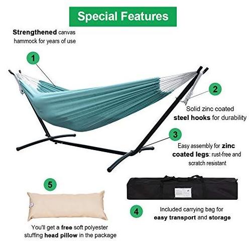 Danlong Portable Double sleeping hammock with Space Saving Steel Stand hamak beach