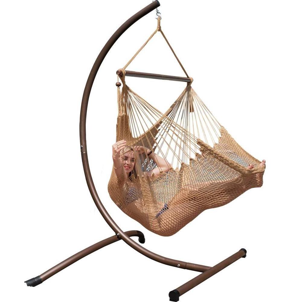 Camping Garden Indoor Outdoor Hammock Chair Polyester Ropes Hanging Weaving Chair