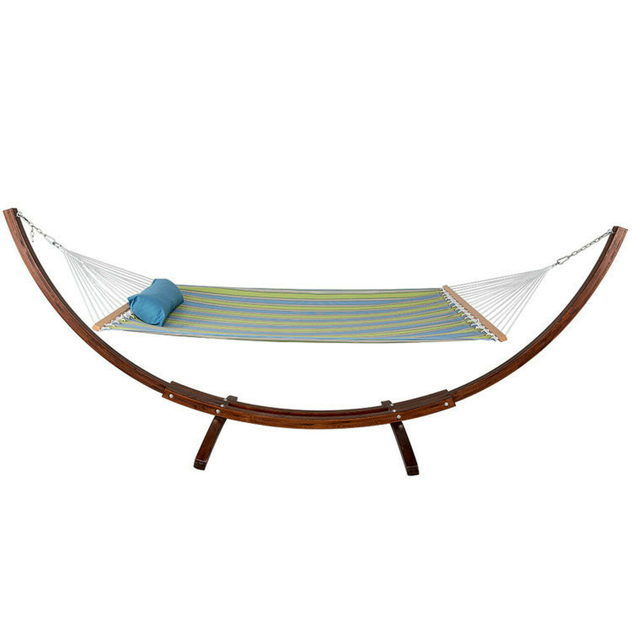 Danlong Hammock, Pillow and 12 Feet Wood Arc Stand,Backyard Combo Set