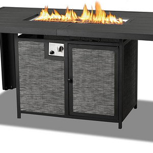 Pizzello Outdoor Fire Pit Dining Table 62.5" Aluminum Rectangular Propane Dining Patio Table with Firepit Dining