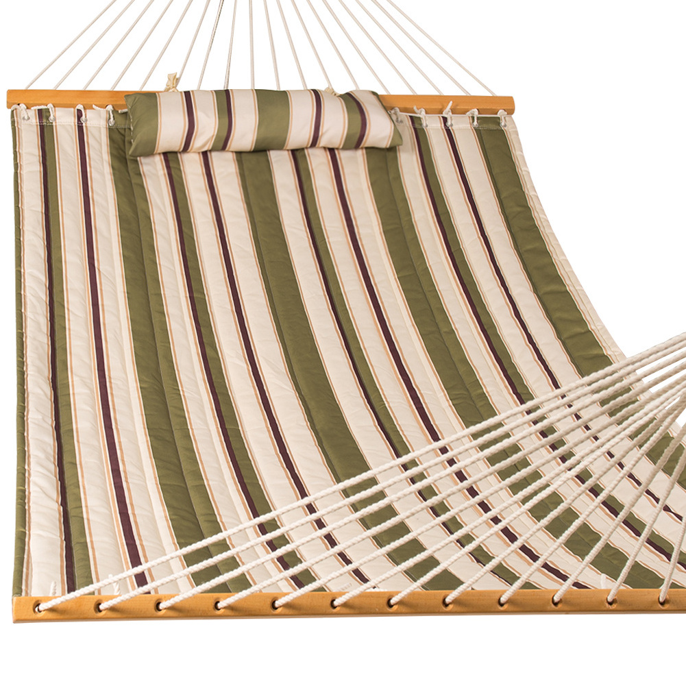 Outdoor 2 person garden quilted fabric hammock patio swings bed with pillow