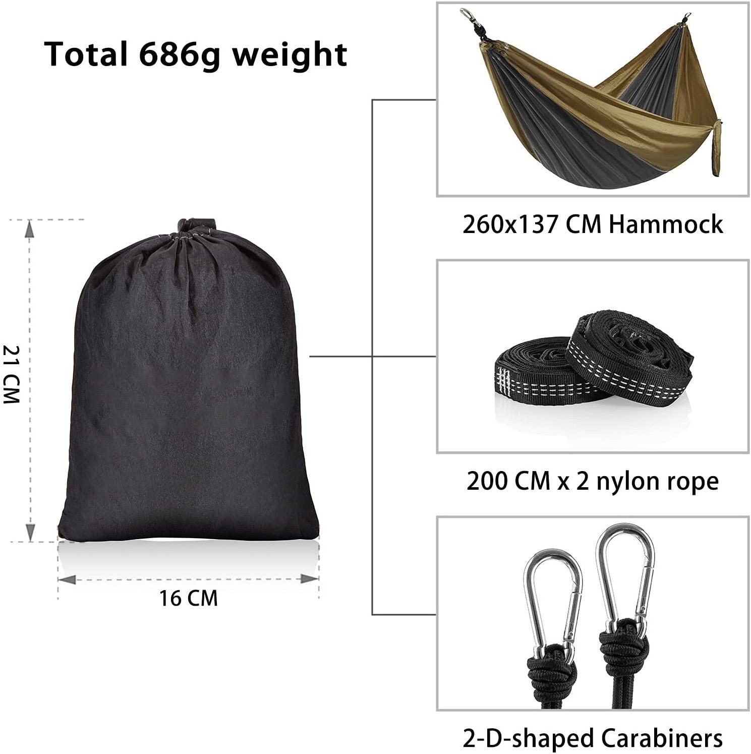 Factory wholesale Outdoors Backpacking Survival or Travel Single & Double parachute Hammocks/camping hammock