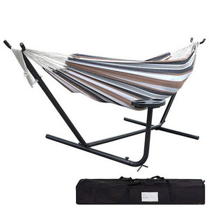 Danlong Portable 450 lbs Canvas Hammock Combo with Steel Stand with Cup Holder, Carrying Bag