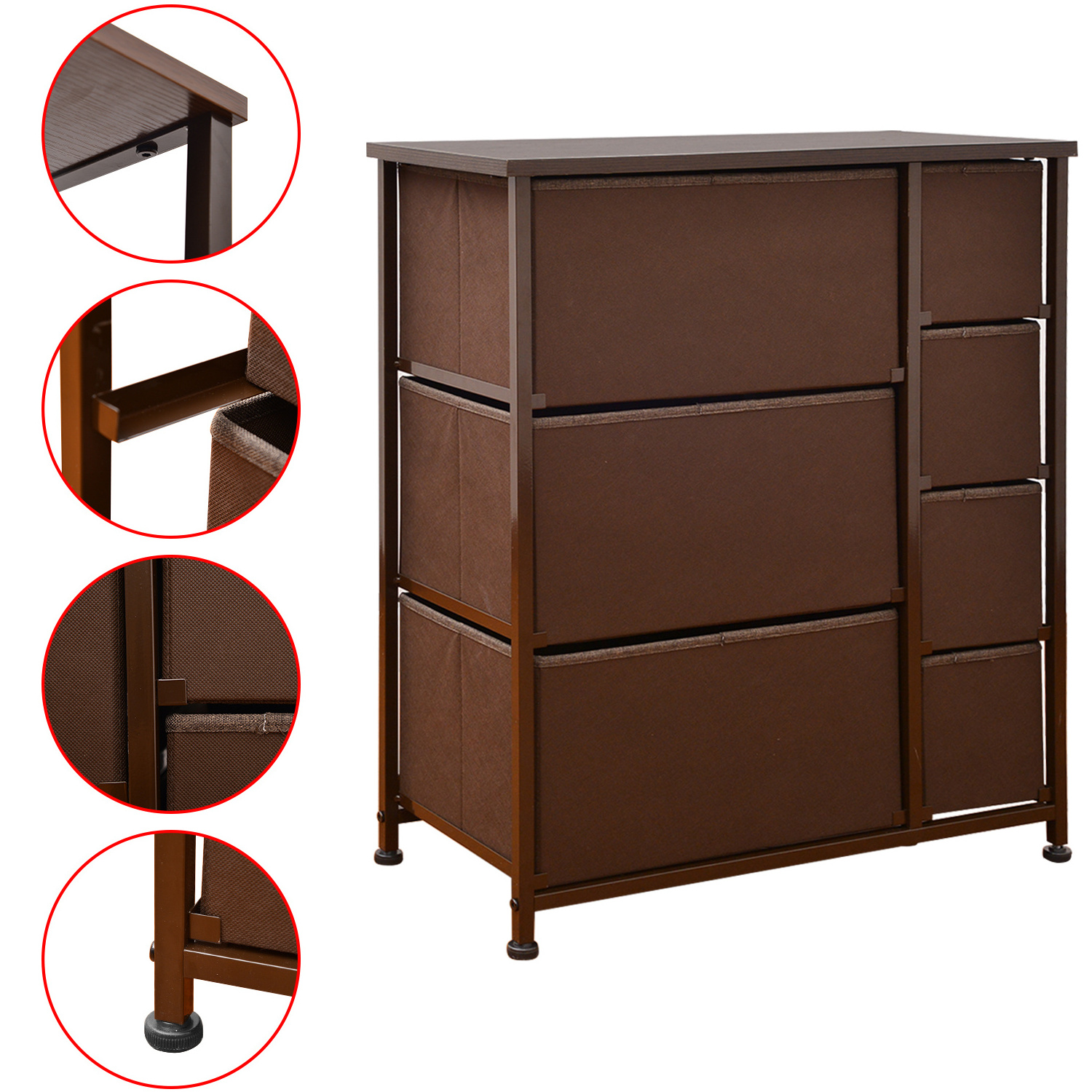 Fabric 4 Drawers Steel Frame Vertical Dresser Fabric Bins Organizer Drawer Chest Dresser Storage Tower