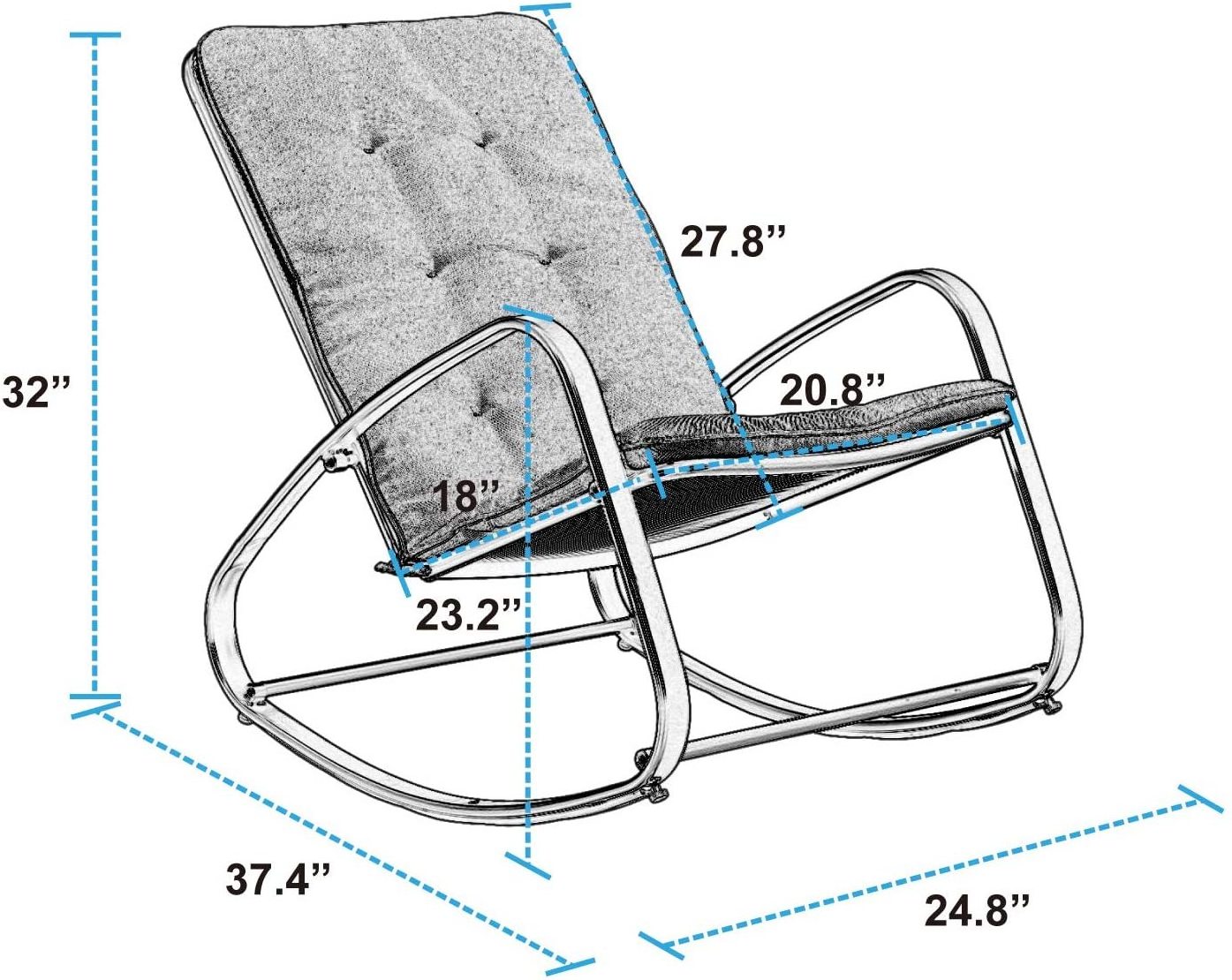 Danlong indoor outdoor luxury patio garden living room leisure steel rocking recliner chair for adult