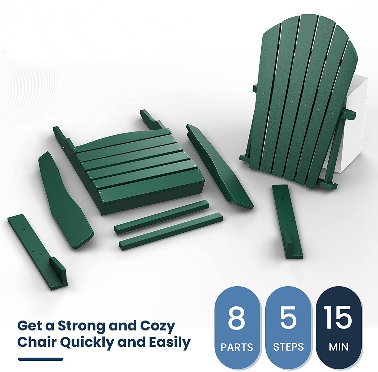 Danlong PP Material Plastic Resin Adirondack Chair, Outdoor Garden Beach Plastic Wood Chairs