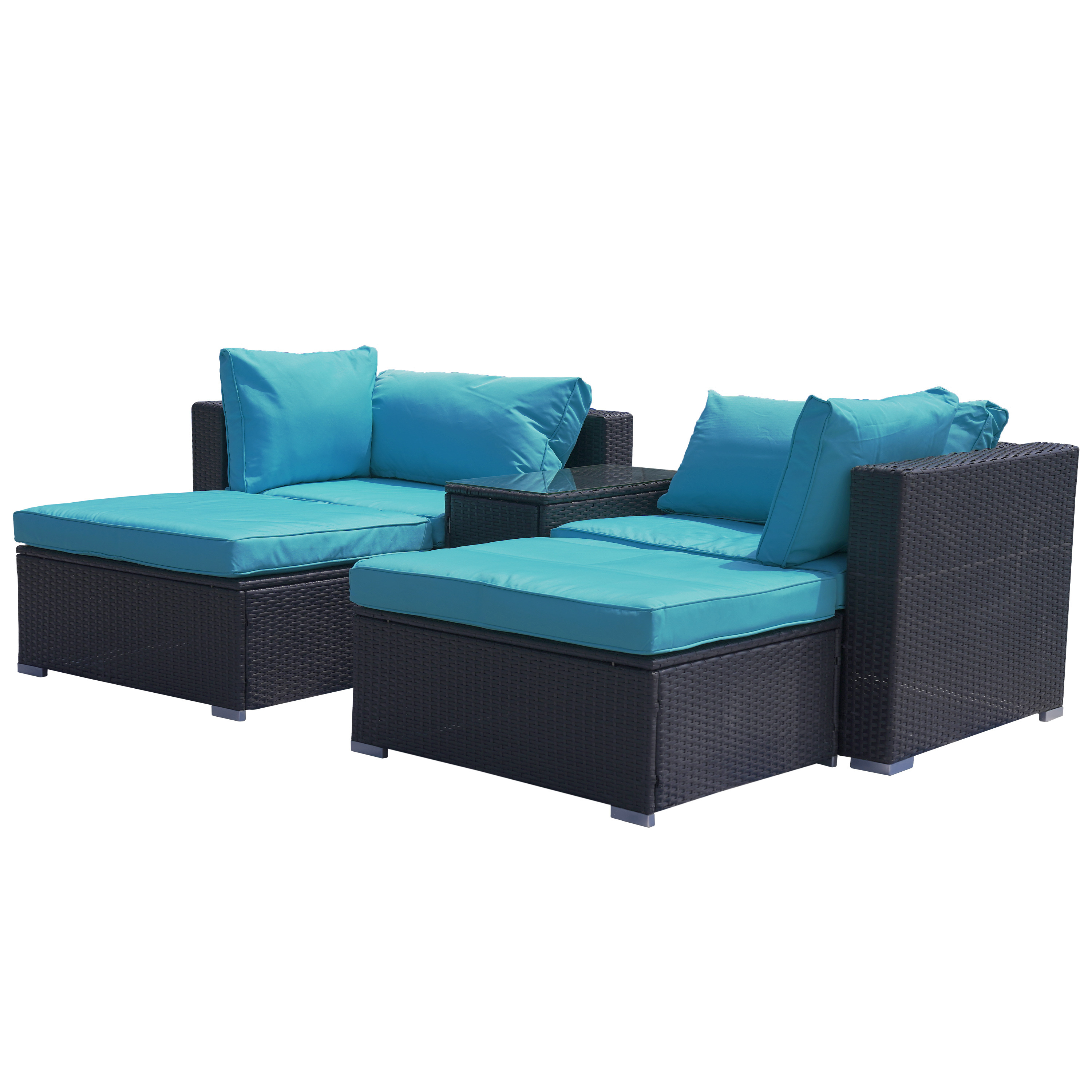 5 Pieces  plastic Rattan Wicker Outdoor Garden Furniture outside natural rattan Swimming pool furniture sofa couch