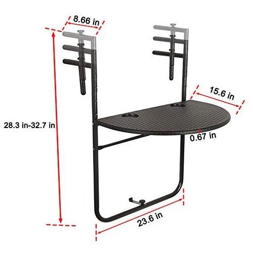 Danlong Outdoor Adjustable Patio Garden Folding Hanging Table Balcony Railing Table