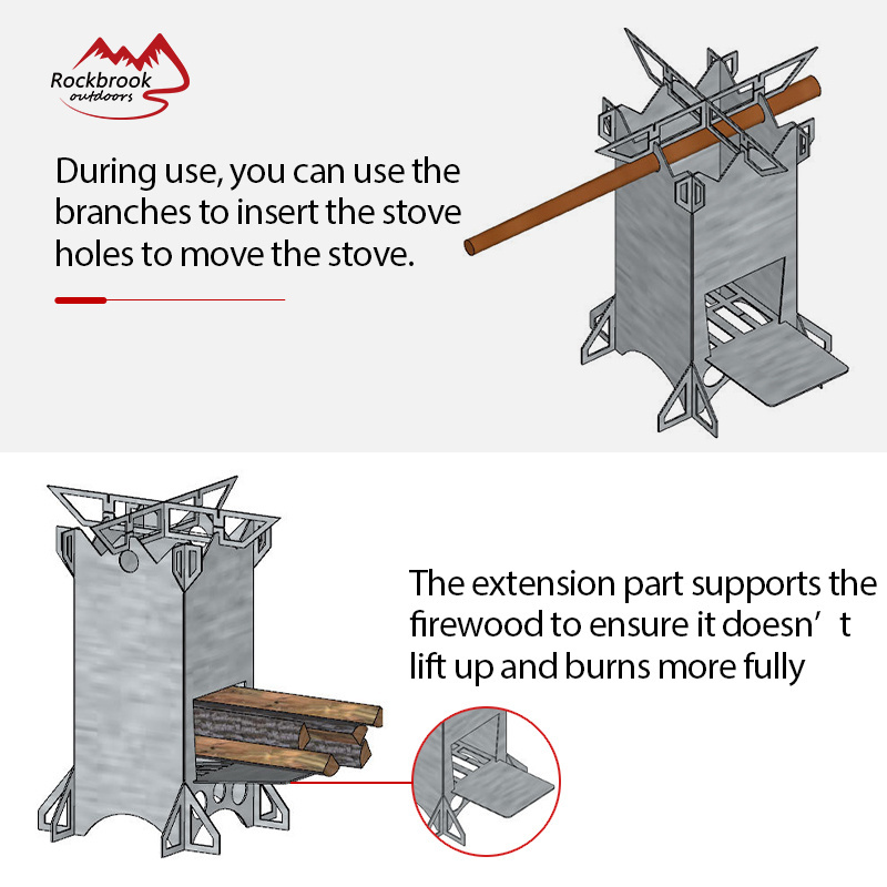 SV02 Camping Cooking Burning Burned Bbq Mini Tiny Portable Folding Steel Coal And Wooden Stove