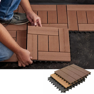 Waterproof Balcony Interlocking Wpc Decking Tiles Outdoor Composite Wood Wpc Deck Diy Tile Floor For  Porch Patio Garden