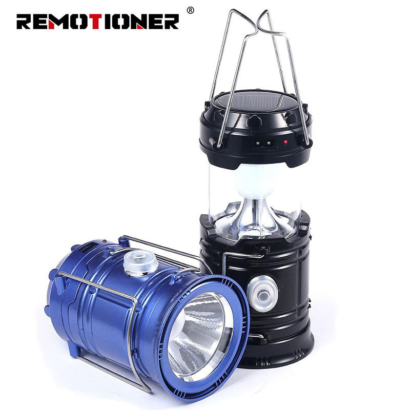 Outdoor Flashlights Solar Charging Plastic Outdoor Portable Telescopic USB Solar Folding Led Camping Lantern Light