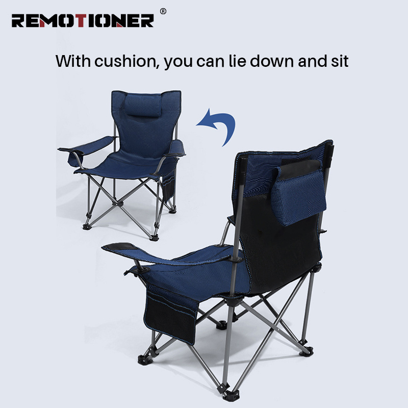 Portable Reclining Folding Beach Chair Camping Lounge Chair with Footrest Headrest Storage Bag